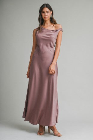 Mauve One-Sholder Maxi Dress