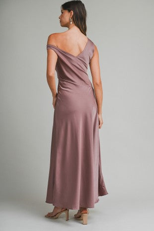 Mauve One-Sholder Maxi Dress