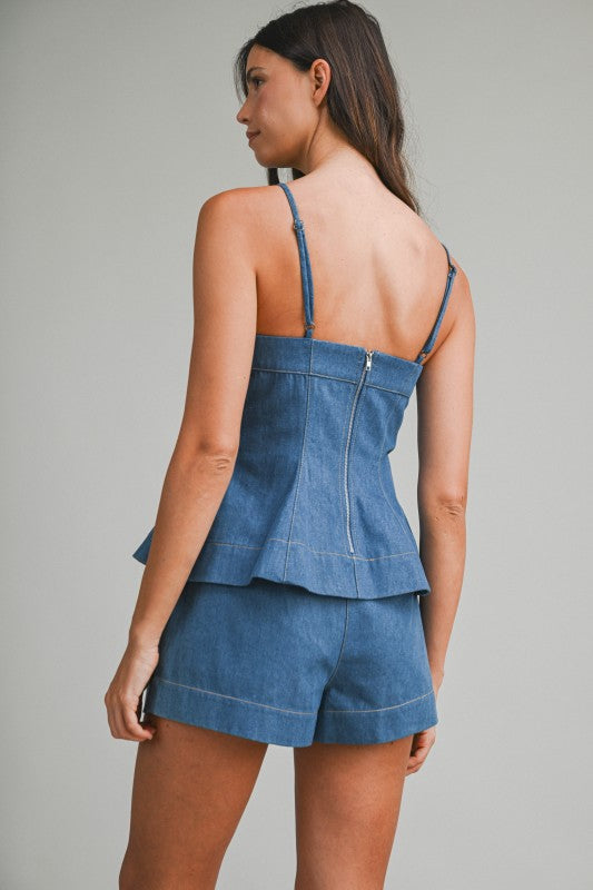 The Denim Peplum Chic Set