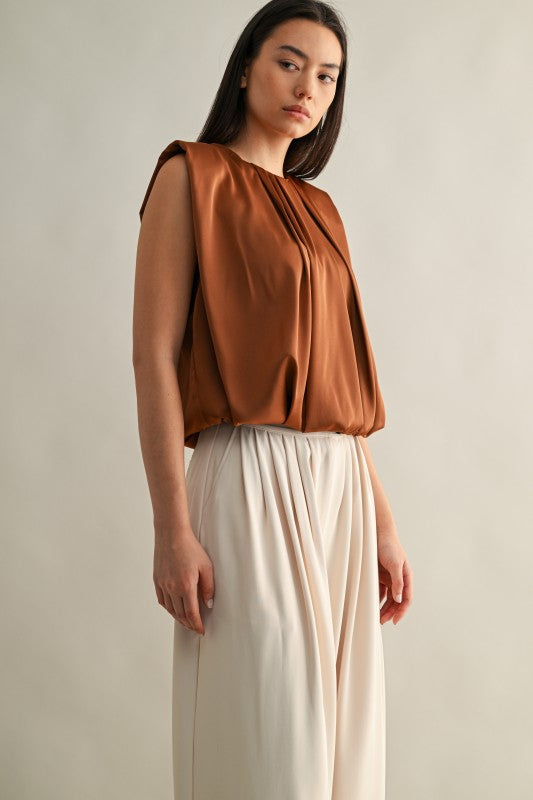 Serena Pleated Satin Top