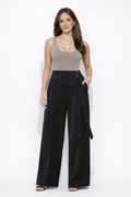 Double Buckle Wrap Waist Wide-Leg Pants
