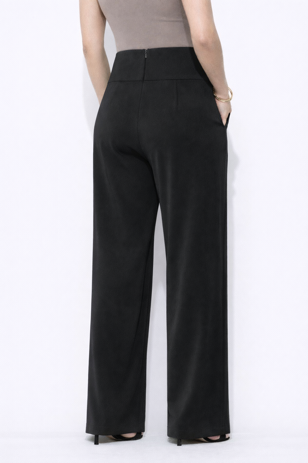 Double Buckle Wrap Waist Wide-Leg Pants