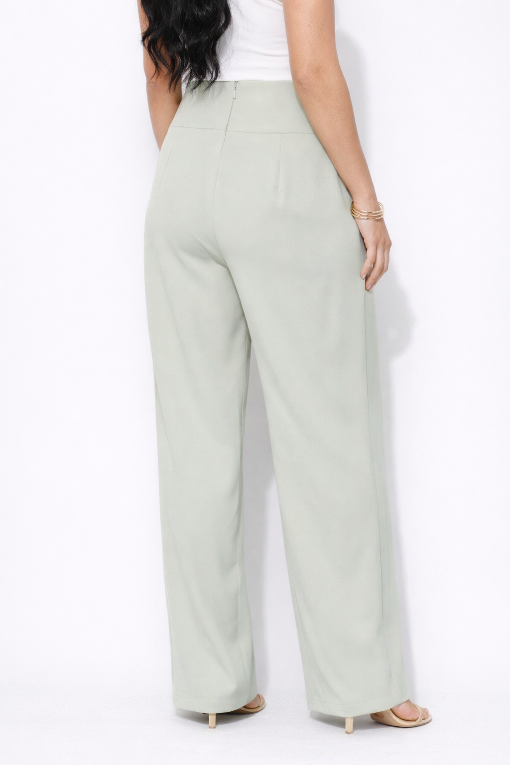 Double Buckle Wrap Waist Wide-Leg Pants