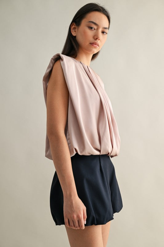 Serena Pleated Satin Top