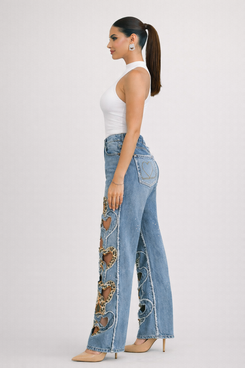 Sweetheart Cutout Jeans