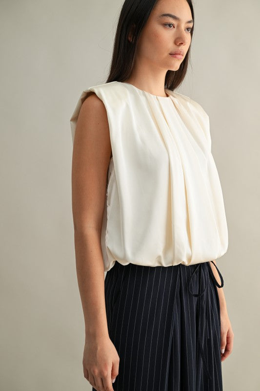 Serena Pleated Satin Top