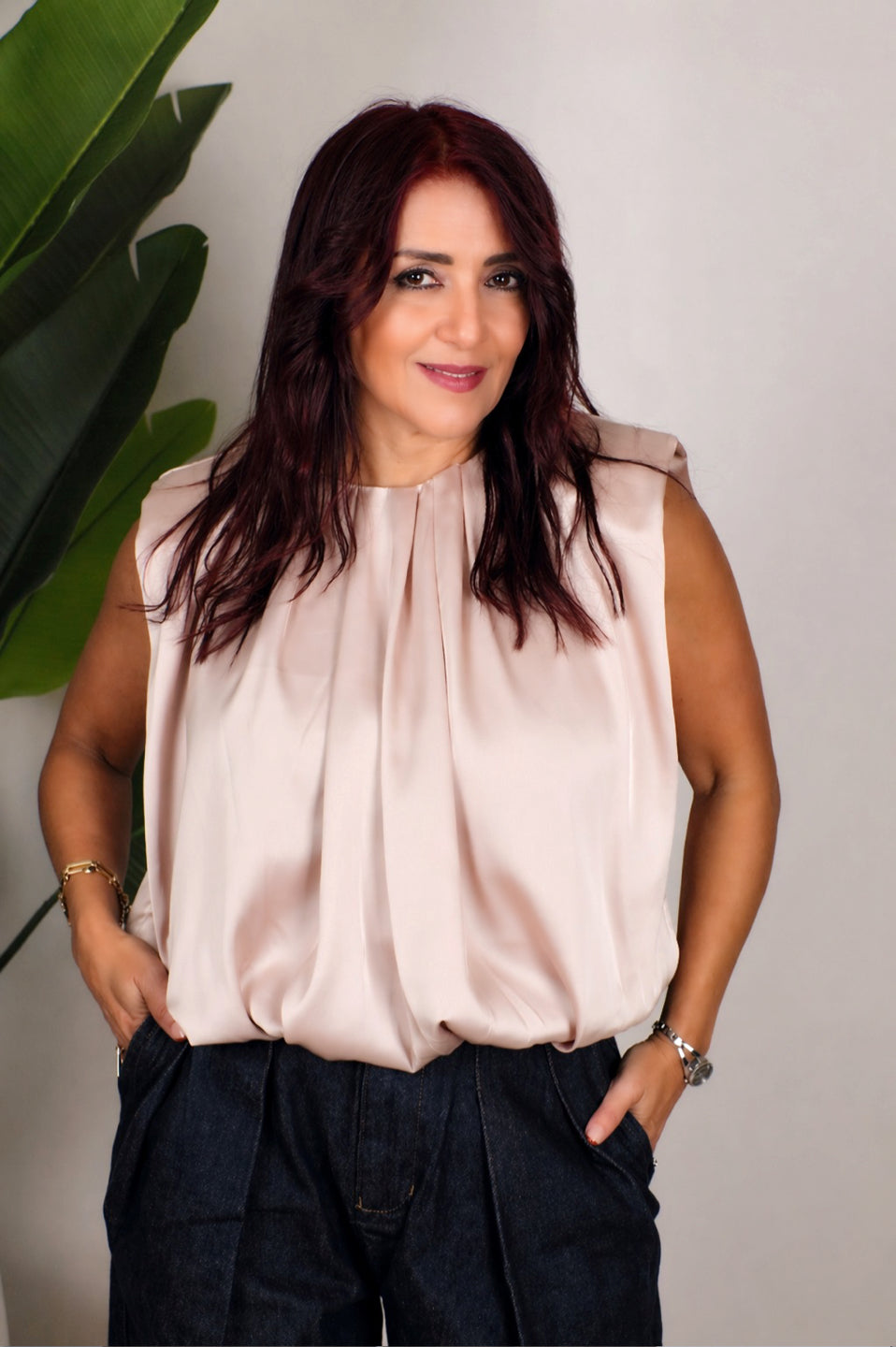 Serena Pleated Satin Top