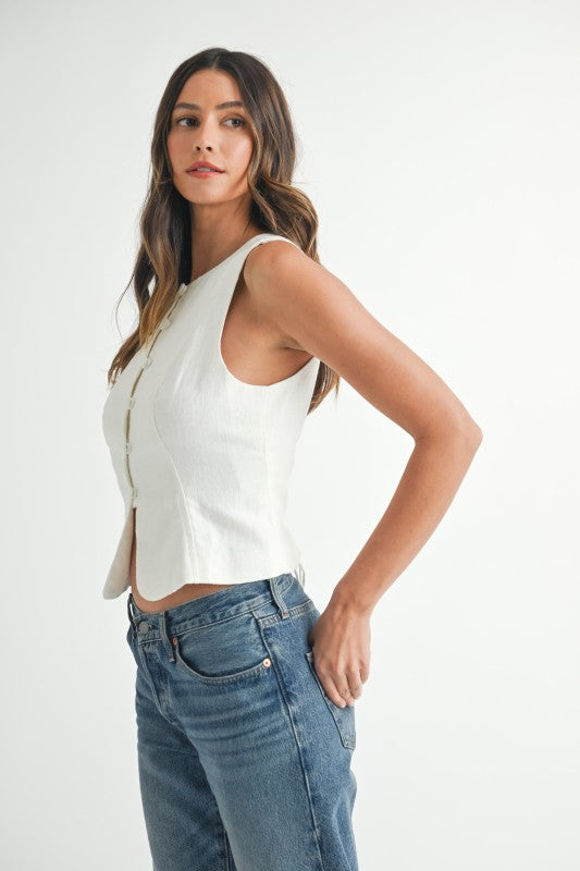 Linen Corset Back Vest