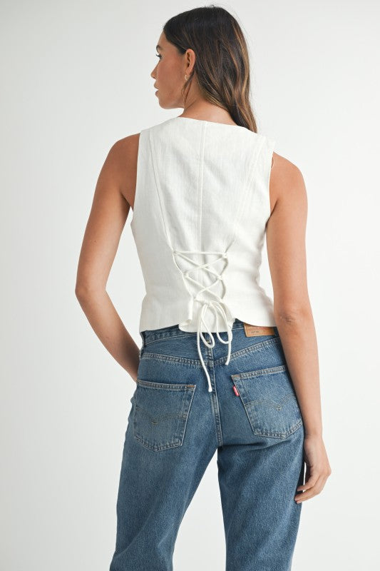 Linen Corset Back Vest