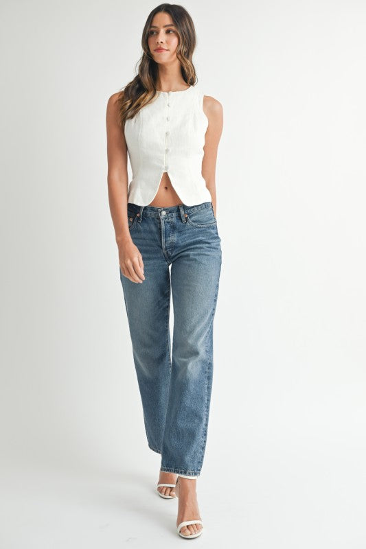 Linen Corset Back Vest