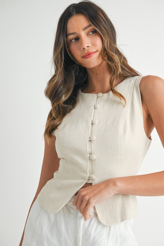 Linen Corset Back Vest