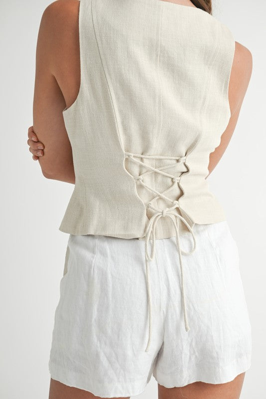 Linen Corset Back Vest