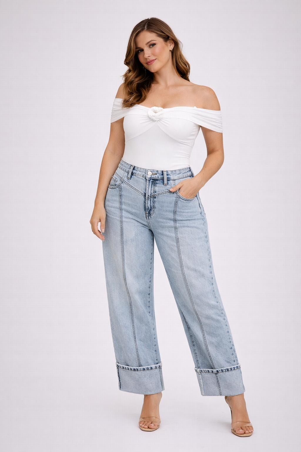 High-Waist Barrel Leg Denim