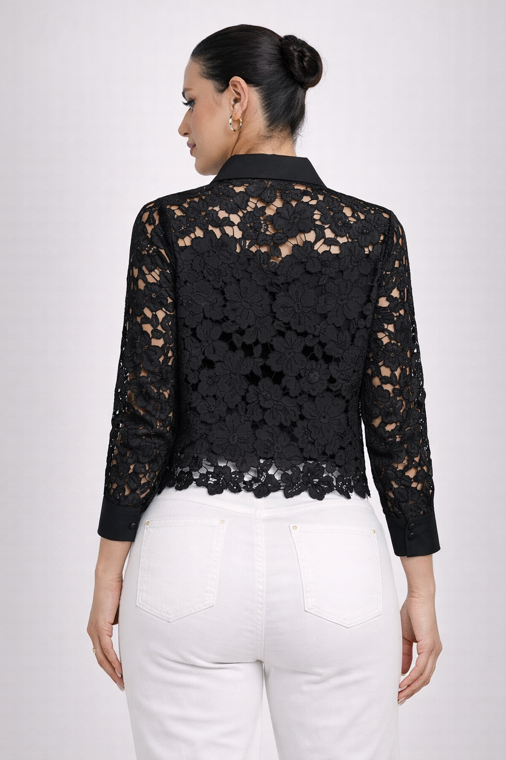 Floral Lace Button-Down Blouse