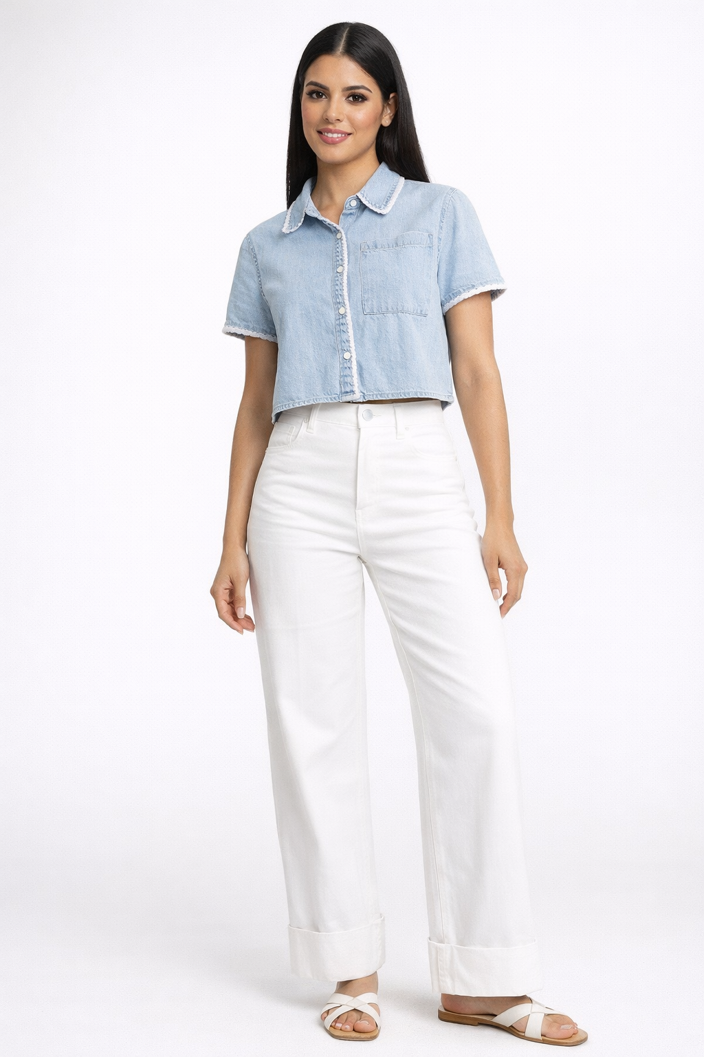 Isla Chambray Button Top