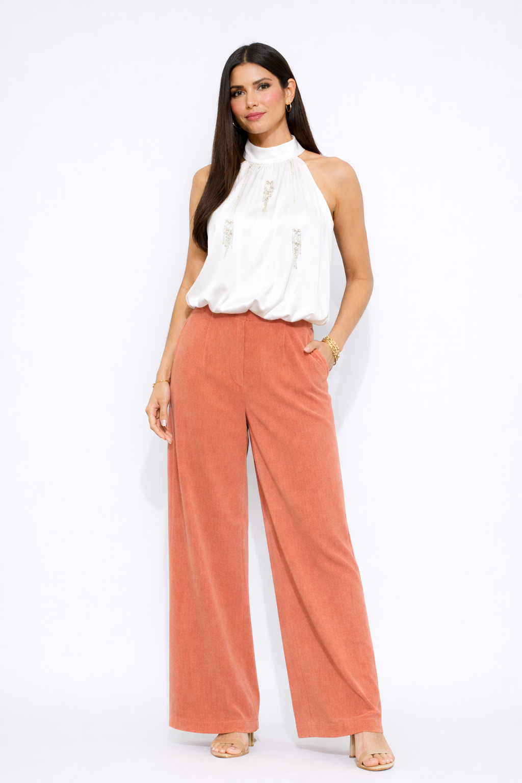 Glam Halter Bubble Blouse