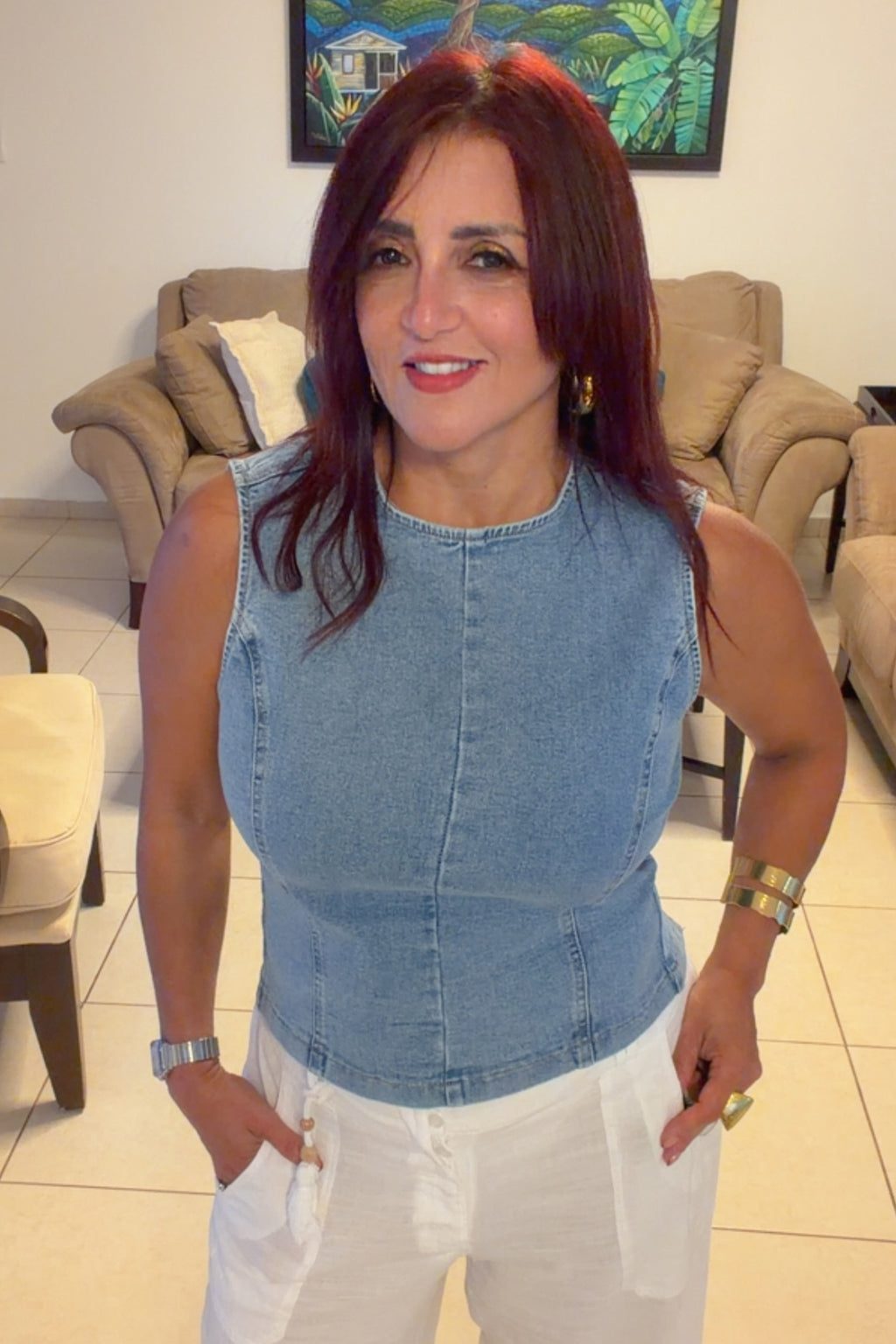 Santorini Denim Top